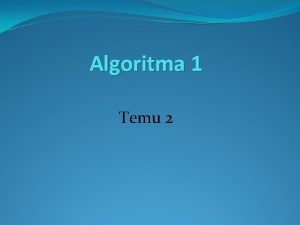 Algoritma 1 Temu 2 Tipe Data Sederhana Tipe