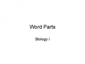 Word Parts Biology I Example of how flashcard