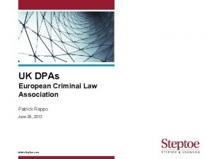 UK DPAs European Criminal Law Association Patrick Rappo