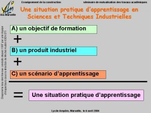 Enseignement de la construction Diaporama issu des travaux