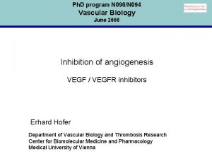 Ph D program N 090N 094 Vascular Biology