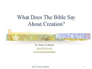 What Does The Bible Say About Creation Dr