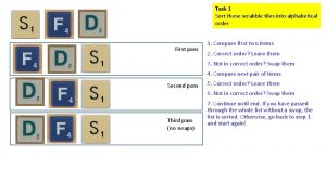 Task 1 Sort these scrabble tiles into alphabetical