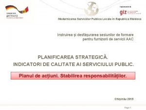 Implementat de Modernizarea Serviciilor Publice Locale n Republica