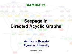 SIAMDM 12 Seepage in Directed Acyclic Graphs Anthony