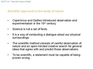 NATS 1311 From the Cosmos to Earth Scientific