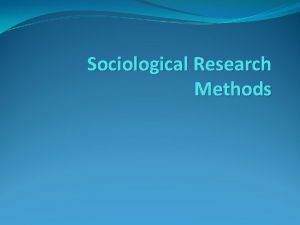 Sociological Research Methods The Research Process Identify a