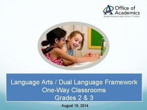 Language Arts Dual Language Framework OneWay Classrooms Grades