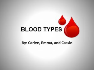 BLOOD TYPES By Carlee Emma and Cassie Antigen