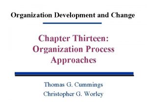 Organization Development and Change Chapter Thirteen Organization Process