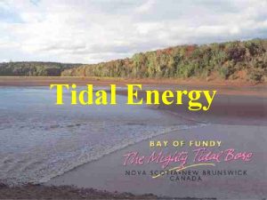 Tidal Energy Energy from the moon Tides generated