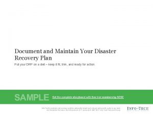 Document and Maintain Your Disaster Recovery Plan Put