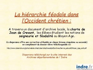 La hirarchie fodale dans lOccident chrtien A travers