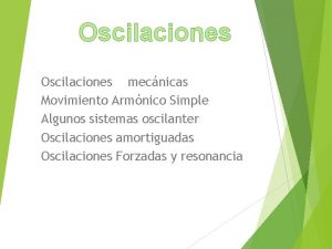 Oscilaciones mecnicas Movimiento Armnico Simple Algunos sistemas oscilanter