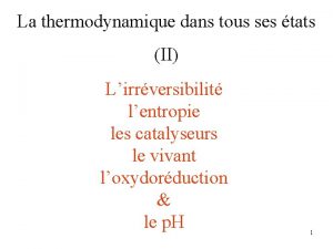 La thermodynamique dans tous ses tats II Lirrversibilit