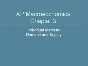 AP Macroeconomics Chapter 3 Individual Markets Demand Supply