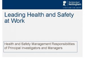 Leading Health and Safety at Work Health and