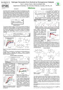 Hydrogen Generation from Alcohols by Homogeneous Catalysts Tarn