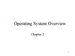 Operating System Overview Chapter 2 1 Operating System