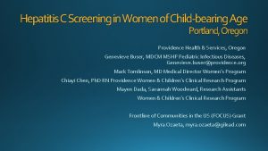 Hepatitis C Screening in Women of Childbearing Age