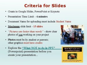 Criteria for Slides Create in Google Slides Power