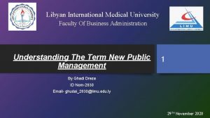 Libyan International Medical University Faculty Of Business Administration