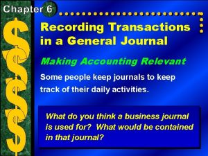 Recording Transactions in a General Journal Making Accounting