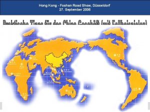 Hong Kong Foshan Road Show Dsseldorf 27 September