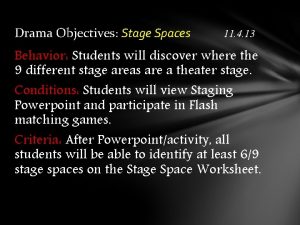 Drama Objectives Stage Spaces 11 4 13 Behavior