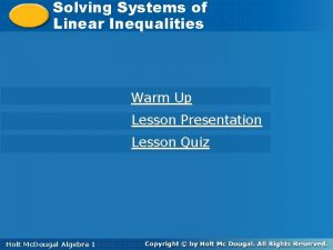 Solving Systems of Linear Inequalities Warm Up Lesson