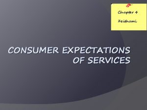 Chapter 4 Zeithaml CONSUMER EXPECTATIONS OF SERVICES Think