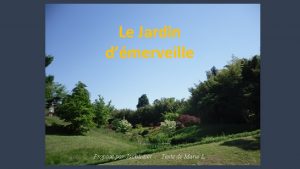 Le Jardin dmerveille Propos par Jackdidier Texte de