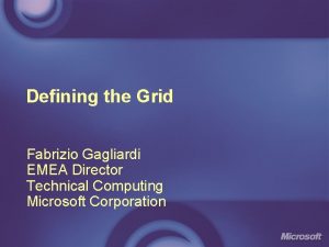 Defining the Grid Fabrizio Gagliardi EMEA Director Technical