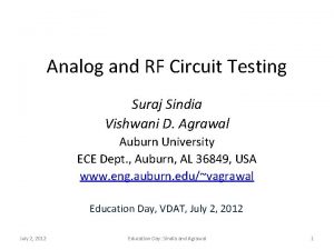 Analog and RF Circuit Testing Suraj Sindia Vishwani