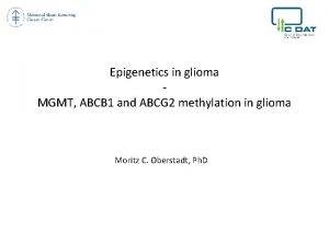 Epigenetics in glioma HKS Tumore MGMT ABCB 1