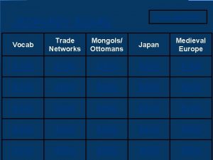 JEOPARDY BOARD FINAL JEOPARDY Vocab Trade Networks Mongols