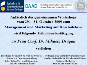 Anlsslich des gemeinsamen Workshops vom 29 31 Oktober