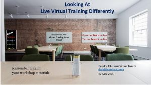 Looking At Live Virtual Training Differently s le