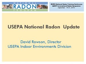 CRCPD National Radon Training Conference AARST International Radon