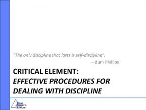 The only discipline that lasts is selfdiscipline Bum