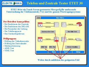 ELEKTR NIKA Telefon und Zentrale Tester ETET 30