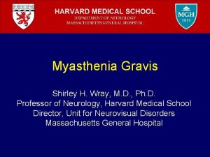 Myasthenia Gravis Shirley H Wray M D Ph