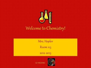 Welcome to Chemistry Mrs Hepler Room 113 2012
