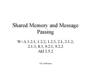 Shared Memory and Message Passing WA 1 2