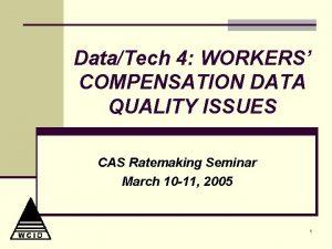 DataTech 4 WORKERS COMPENSATION DATA QUALITY ISSUES CAS
