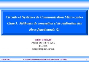 Circuits et Systmes de Communication Microondes Chap 5