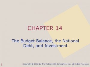 CHAPTER 14 The Budget Balance the National Debt