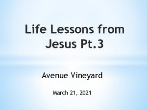 Life Lessons from Jesus Pt 3 Avenue Vineyard