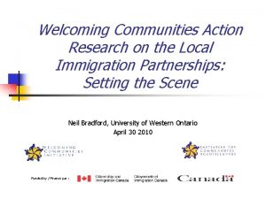 Welcoming Communities Action Research on the Local Immigration