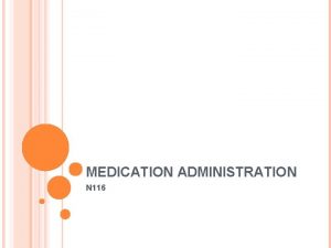 MEDICATION ADMINISTRATION N 116 WHAT IS MEDICATION Substance